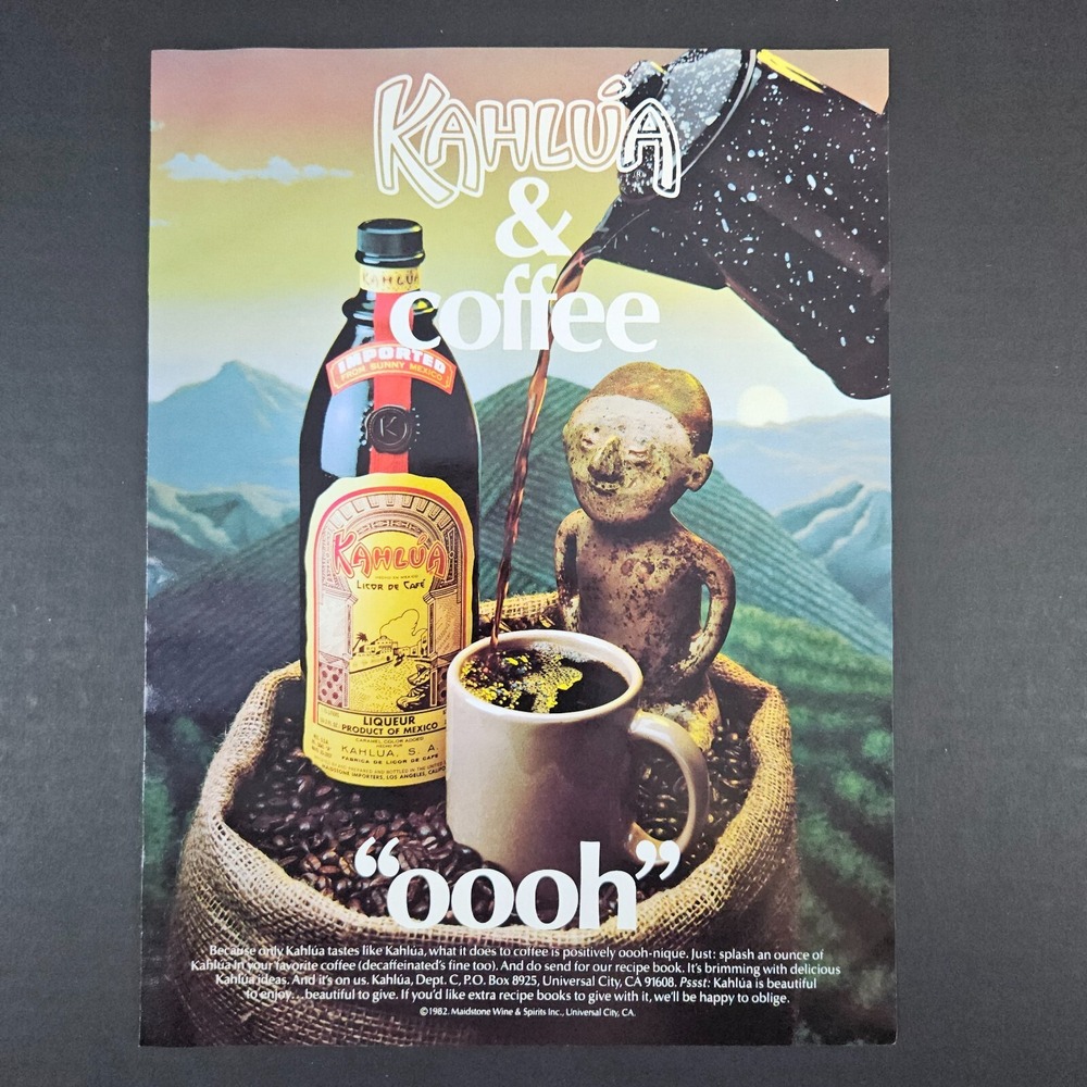 1982 Kahlua &‎ Coffee Liqueur Vintage Print Ad Graniteware Pot Universal City CA